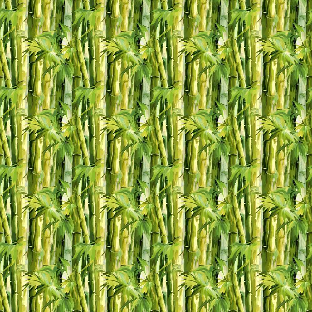 Vibrant Green Bamboo Leaves Dense Jungle Style Wildflower Pattern