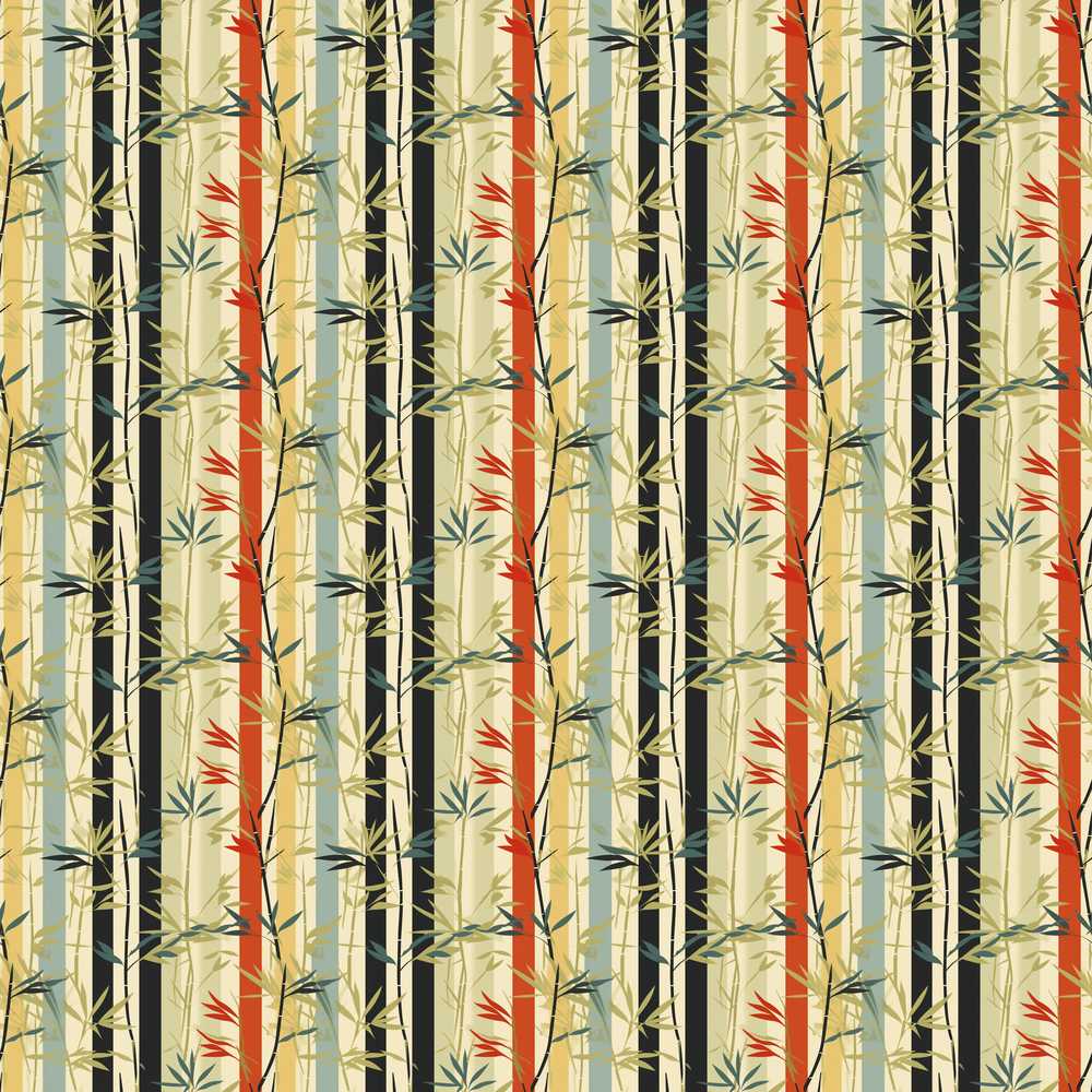 Modern Bamboo Stripes with Red and Blue Accents