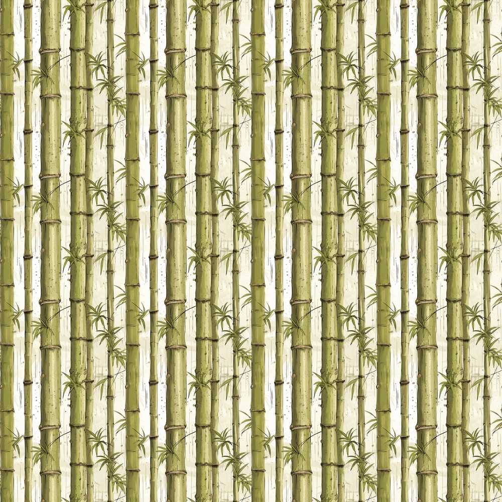 Natural Bamboo Stalks with Subtle Leaf Details Wildflower Pattern