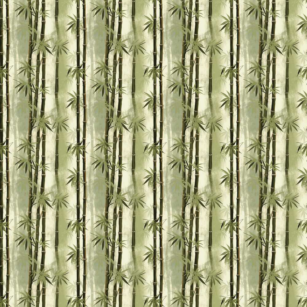 Muted Green Bamboo with Layered Forest Depth Decorative