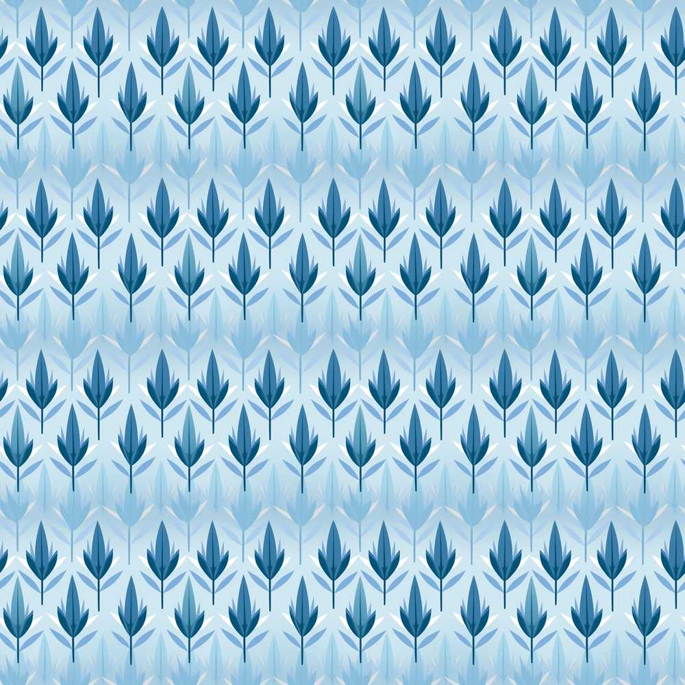 Soft Blue Leaf Minimal Modern Wildflower Pattern Botanical