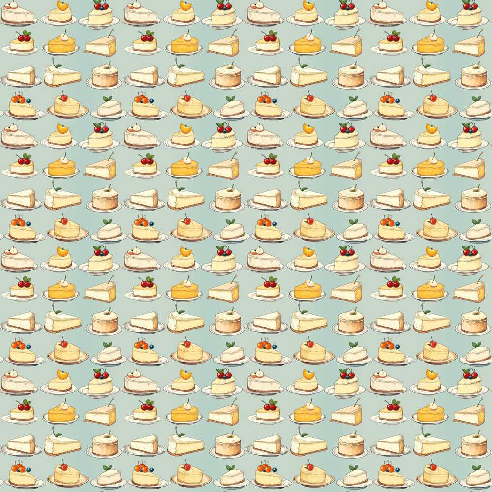 Assorted Cake Slices Cute Dessert Repeat Illustration Pattern