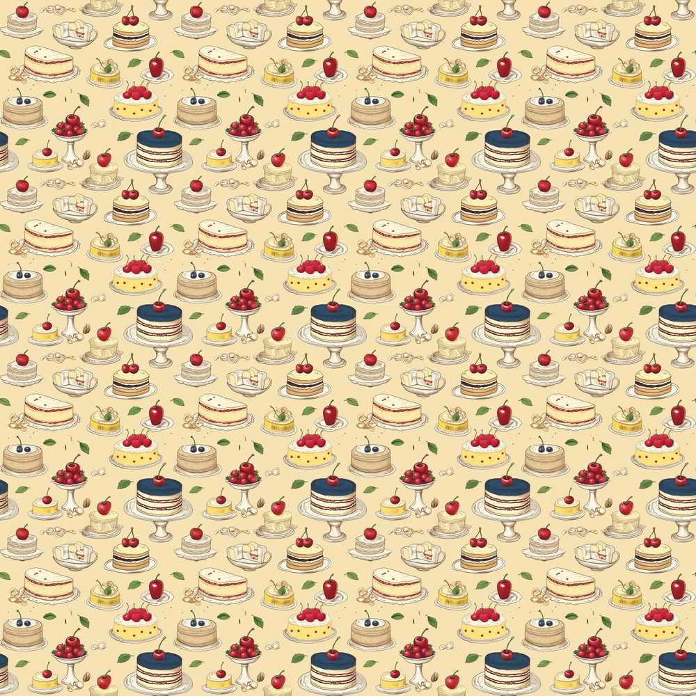 Vintage Cake Dessert Stand Cherry Treat Illustration Repeat