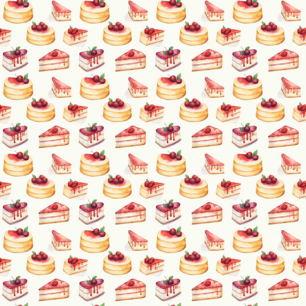 Strawberry Layer Cake Sweet Dessert Variety Illustration Repeat