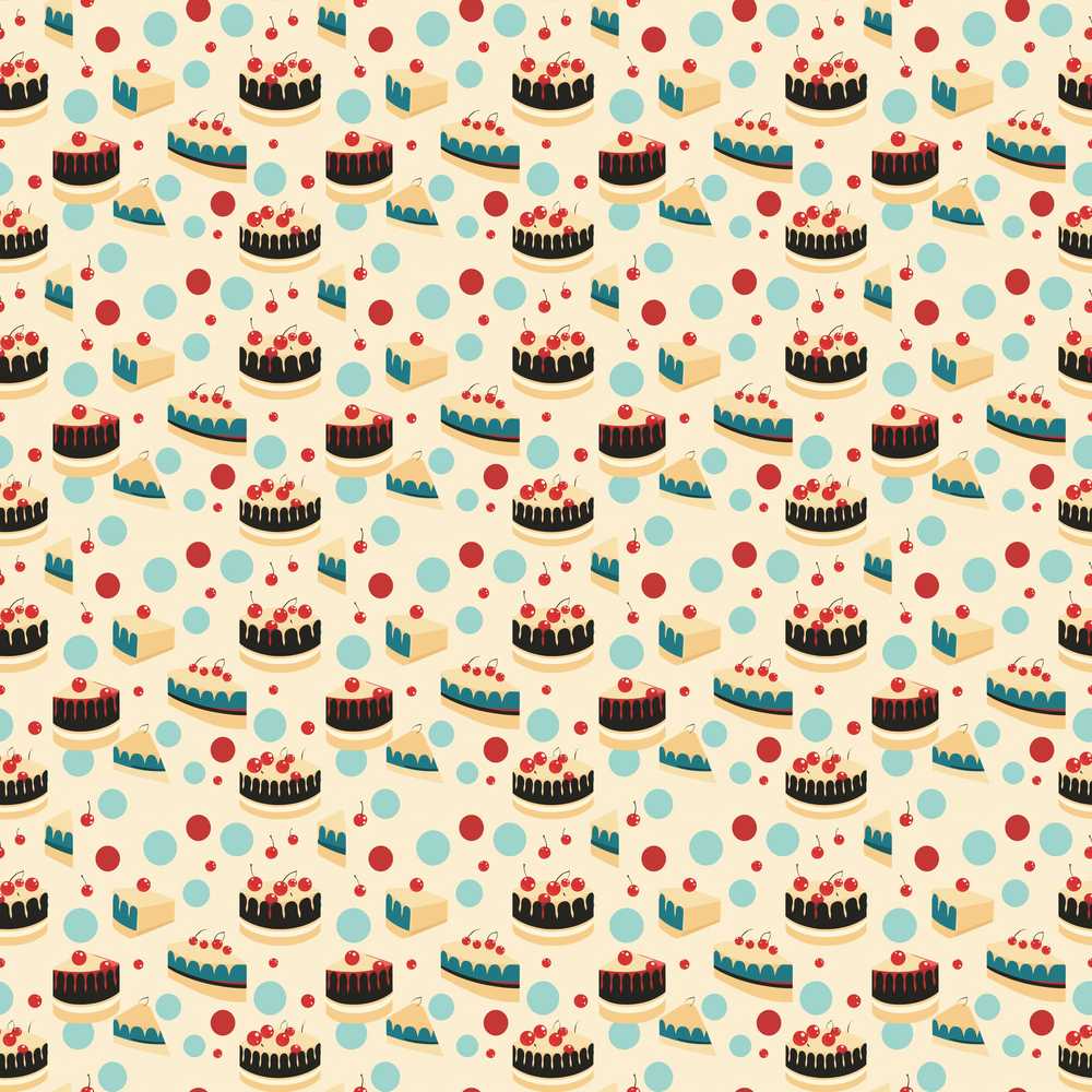 Polka Dot Cake and Slice Dessert Repeat Pattern