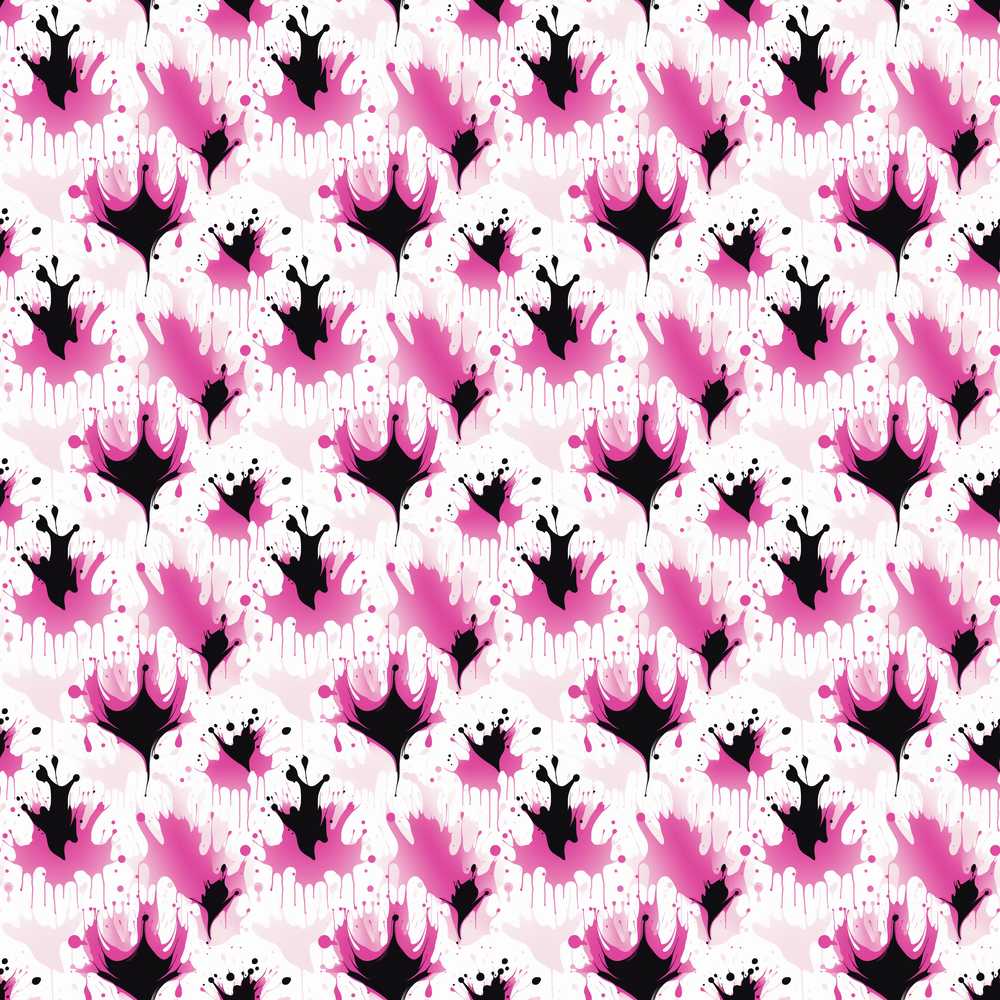 Pink Black Ink Blot Splash Modern Abstract Art