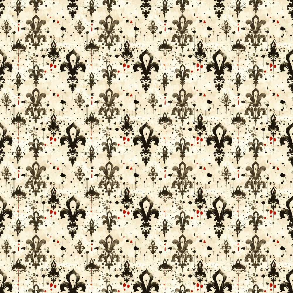 Fleur De Lis Grunge Ink Splatter Vintage Style
