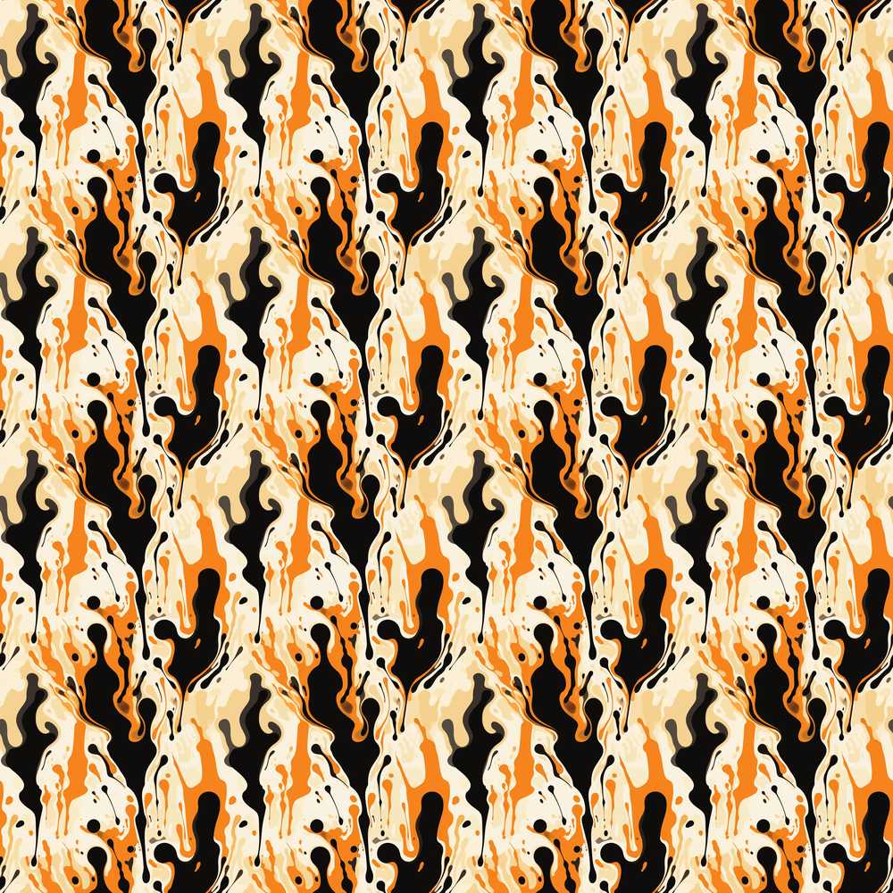 Orange Black Liquid Marble Abstract Flow Art Texture