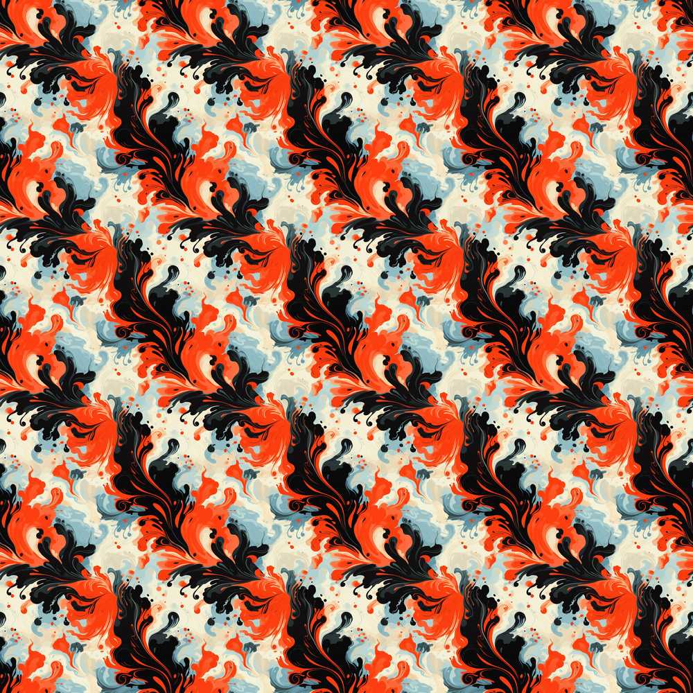 Abstract Orange Black Fluid Marble Swirl Art Texture