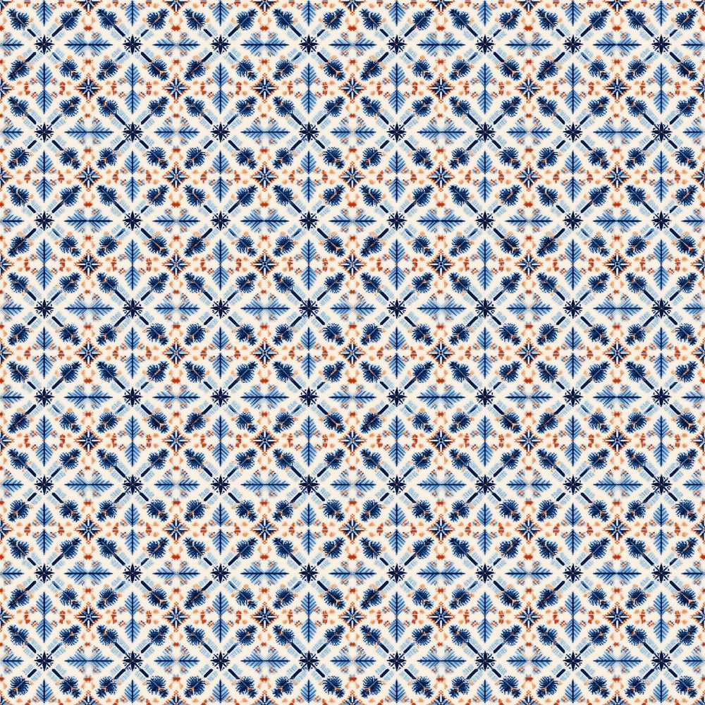 Blue White Nordic Folk Decorative Repeat Pattern Design