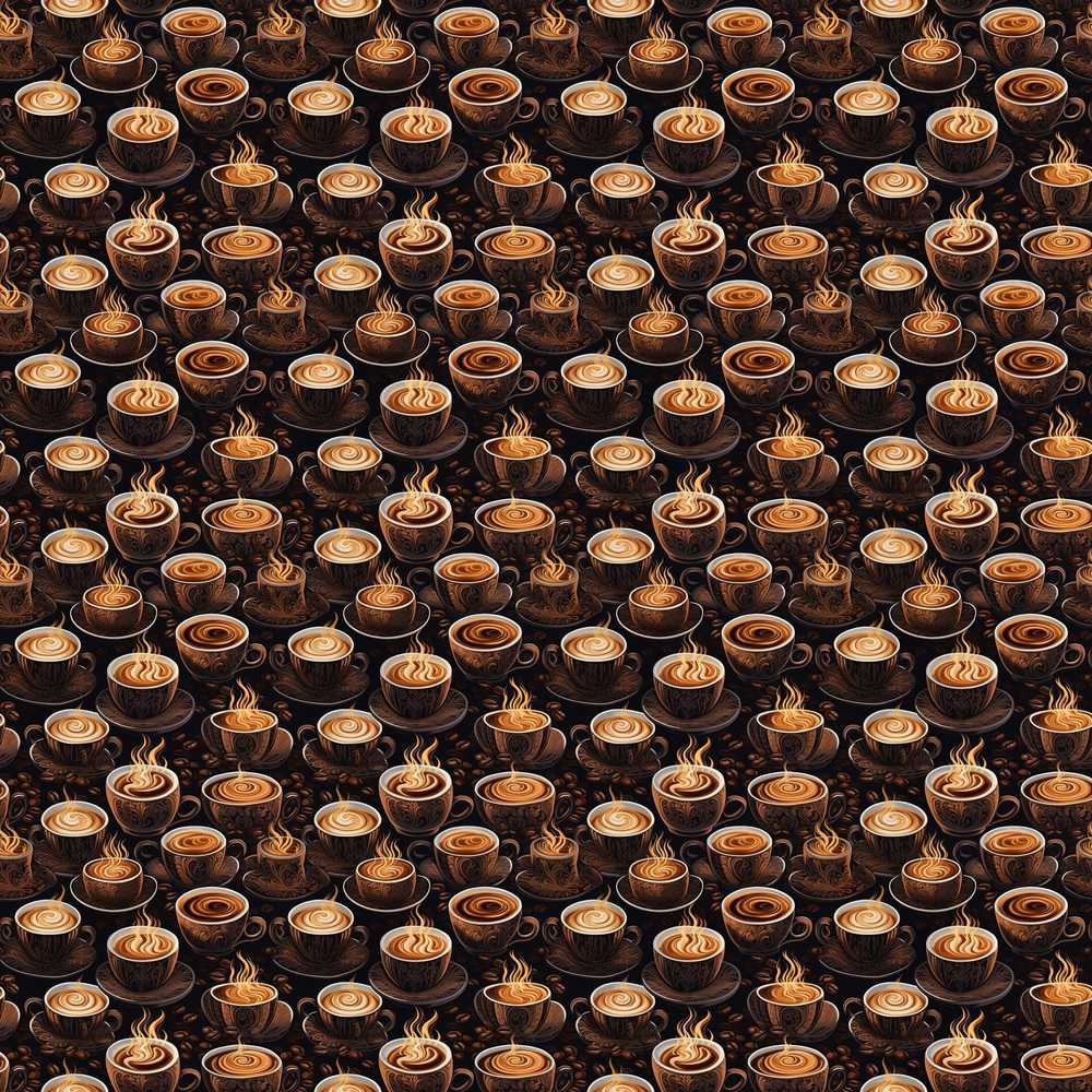 Coffee Cups Dark Roast Cafe Theme Decorative Repeat