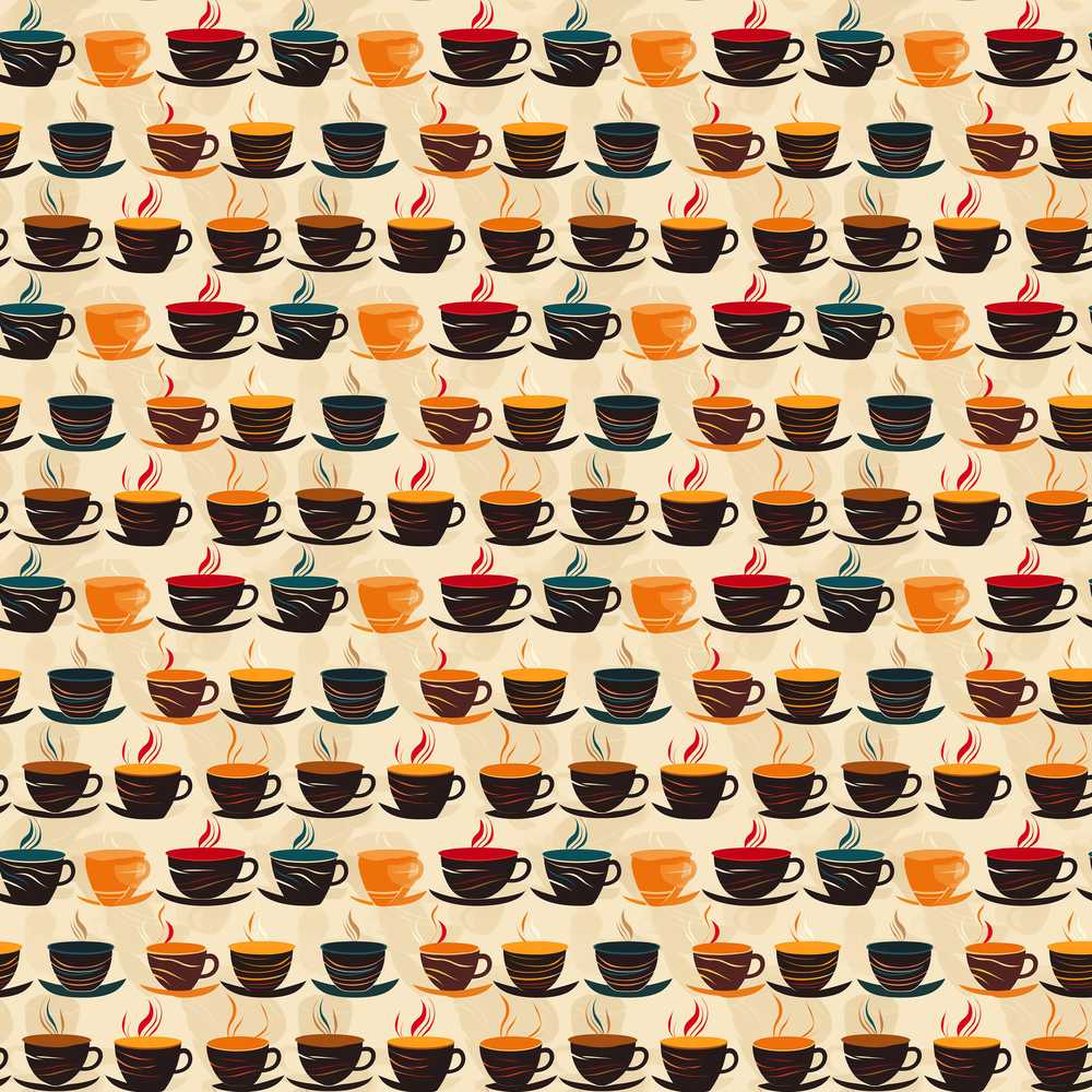 Modern Colorful Coffee Cups Repeating Decorative Repeat Pattern