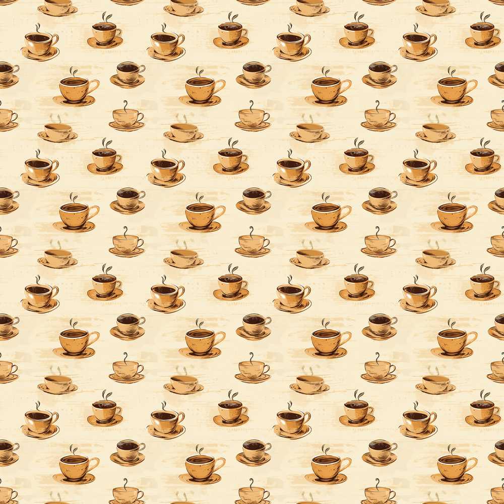 Classic Coffee Cup Illustration Beige Background Decorative Repeat