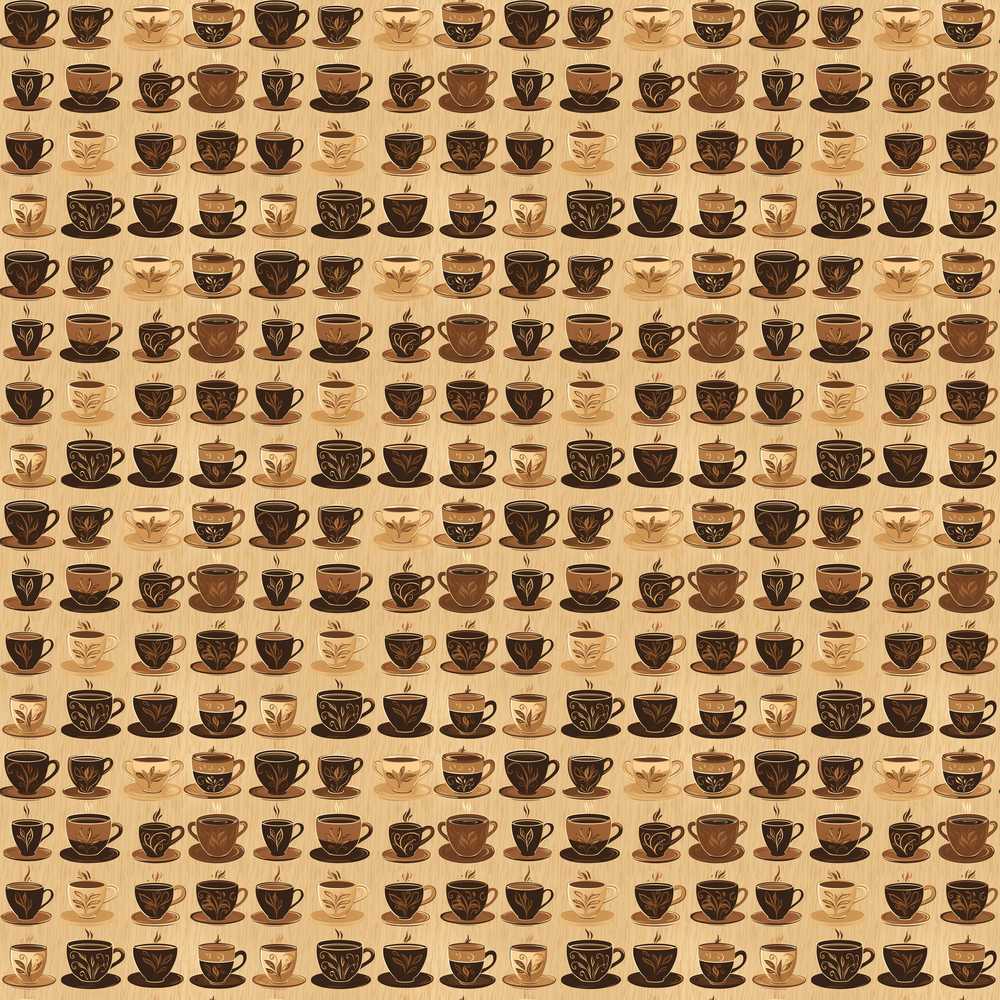 Brown Coffee Cup Style Decorative Repeat Pattern Design