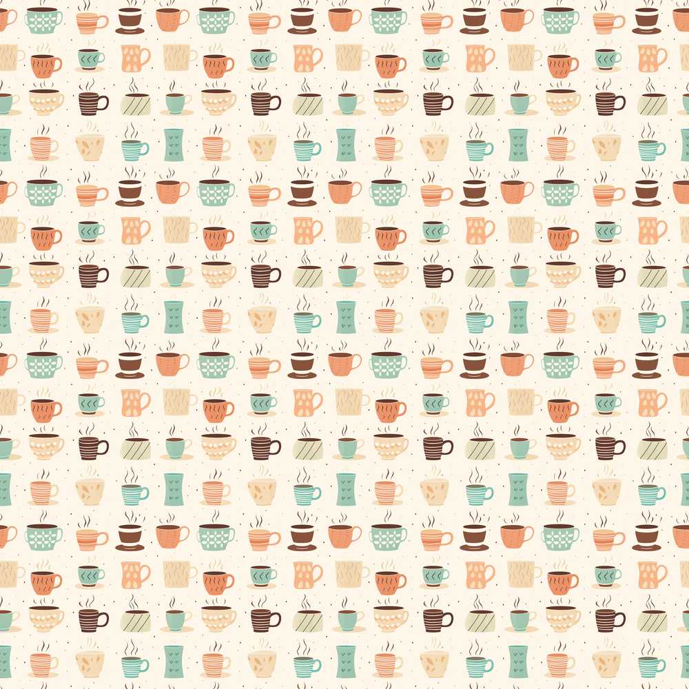 Pastel Coffee Cups Cute Minimal Decorative Repeat Pattern
