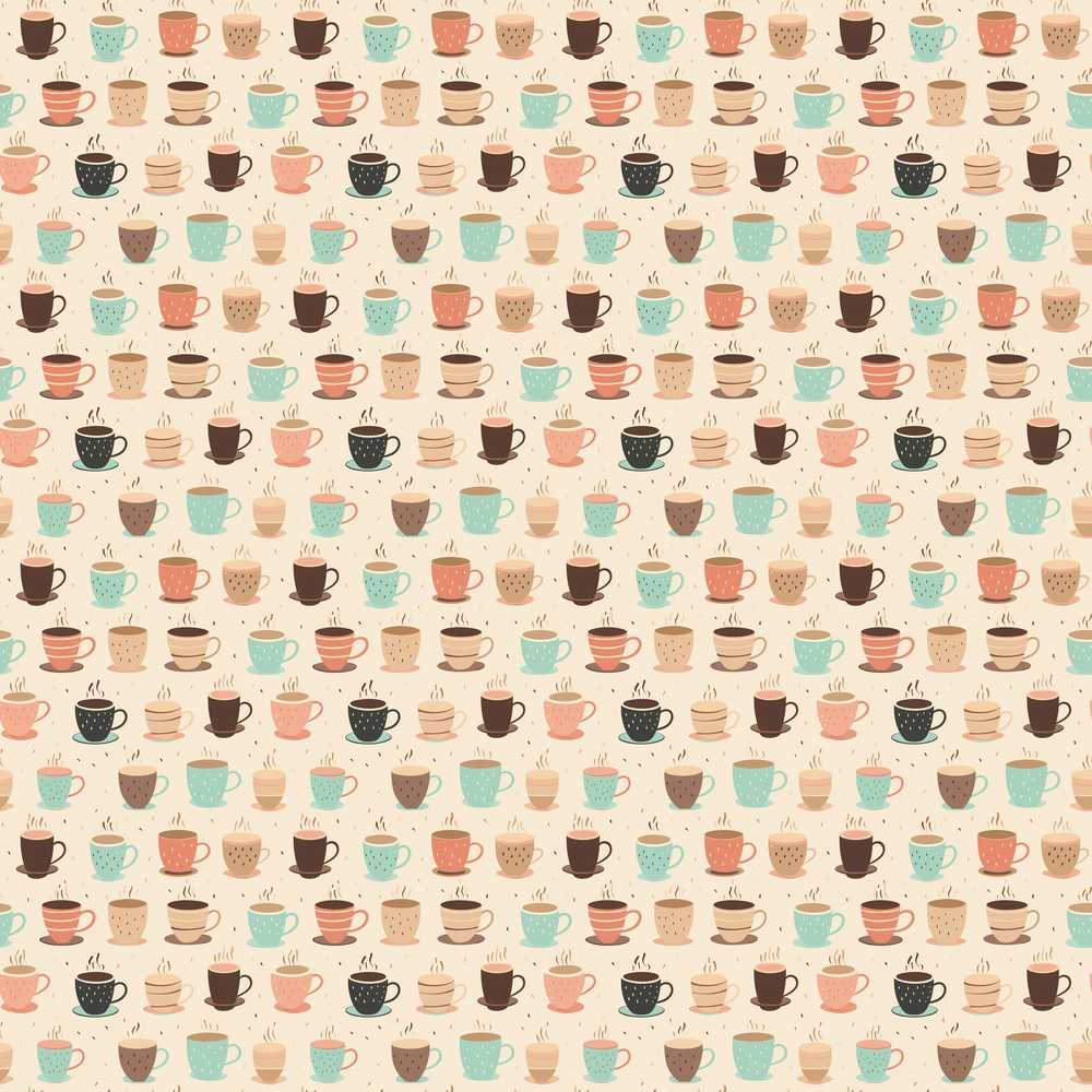Soft Pastel Coffee Cups Cute Repeating Decorative Repeat