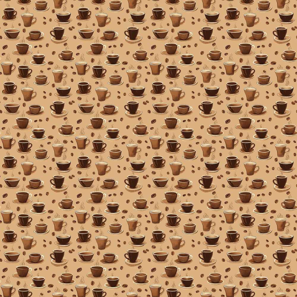 Coffee Cups and Beans Brown Cafe Theme Decorative