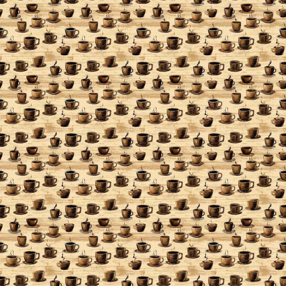 Brown Coffee Cups Classic Rustic Style Decorative Repeat