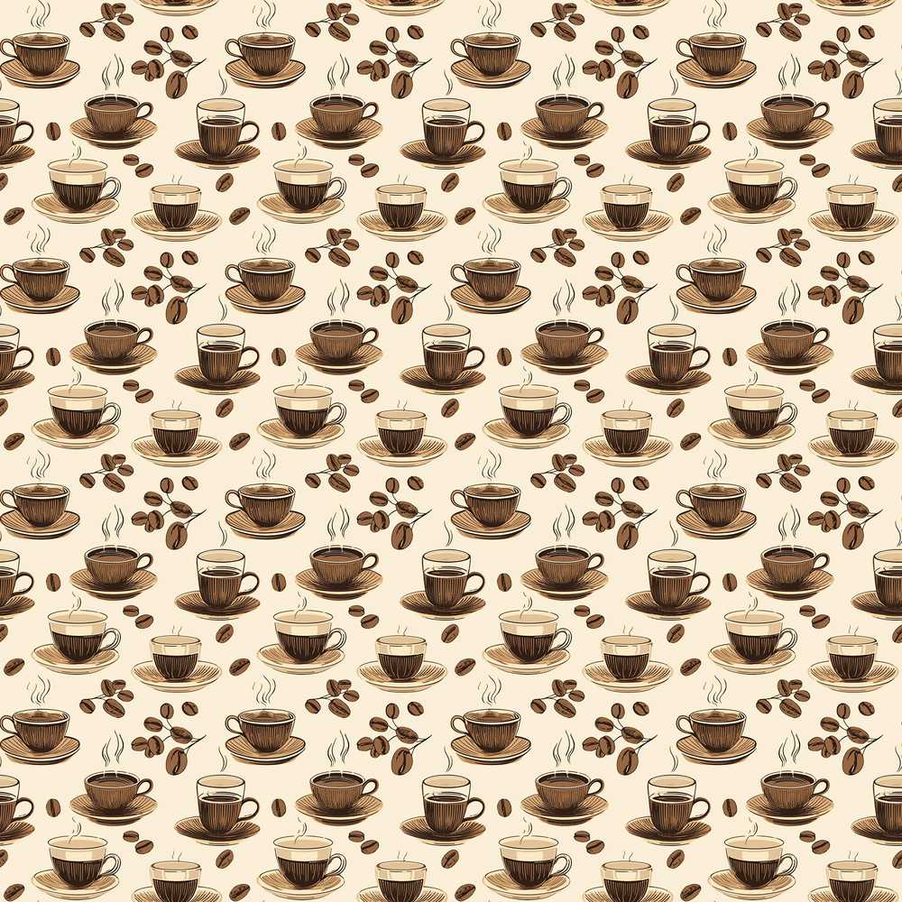 Coffee Cups and Beans Neutral Cafe Theme Decorative