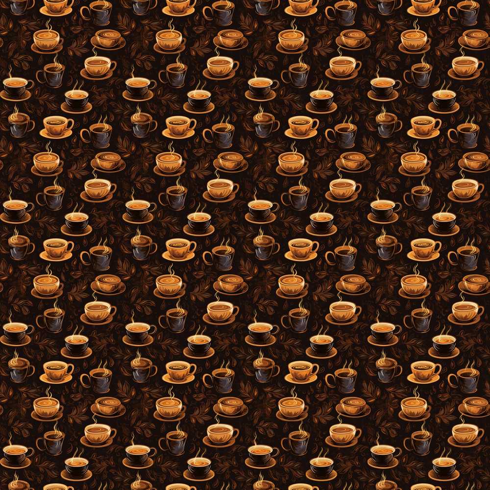 Dark Coffee Cups Rich Espresso Theme Decorative Repeat