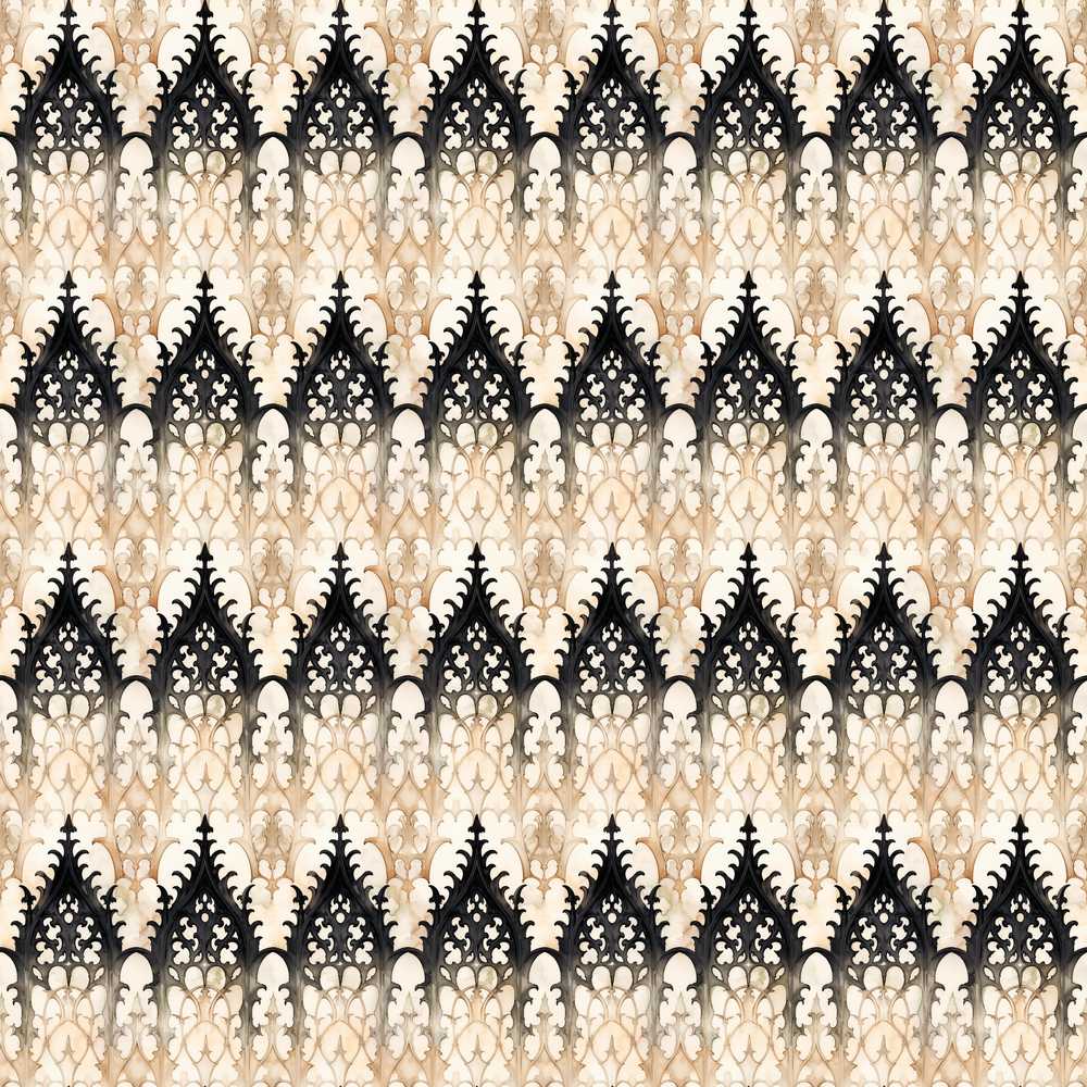 Gothic Arch Ornamental in Neutral Tones Decorative Repeat