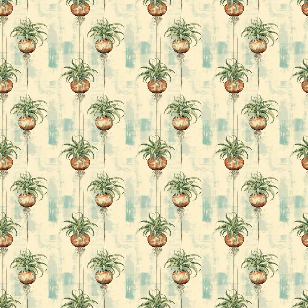 Rustic Hanging Plant Pots Textured Background Decorative Repeat