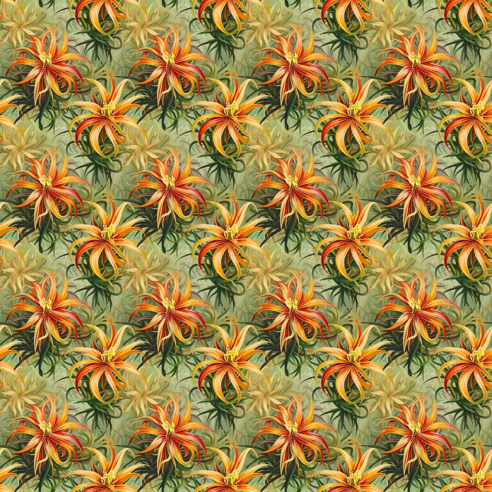 Vibrant Tropical Lily Floral Garden Wildflower Pattern Botanical