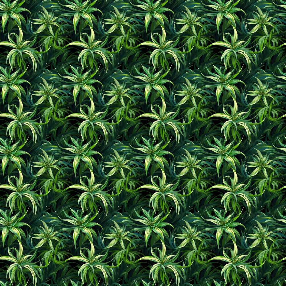 Lush Tropical Green Foliage Botanical Jungle Wildflower Pattern