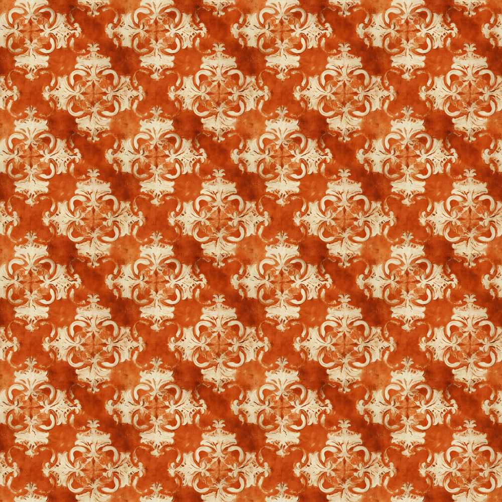 Vintage Orange Damask Ornamental Texture Art Pattern Design