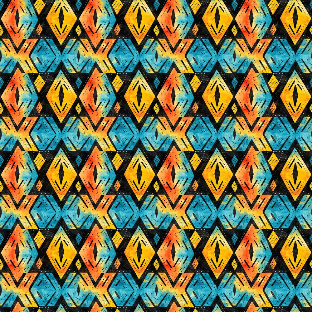 Bold Abstract Diamond Tribal Black Background Art Texture