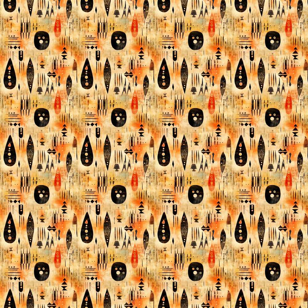 Earthy Tribal Ethnic Abstract Symbols Art Texture Pattern