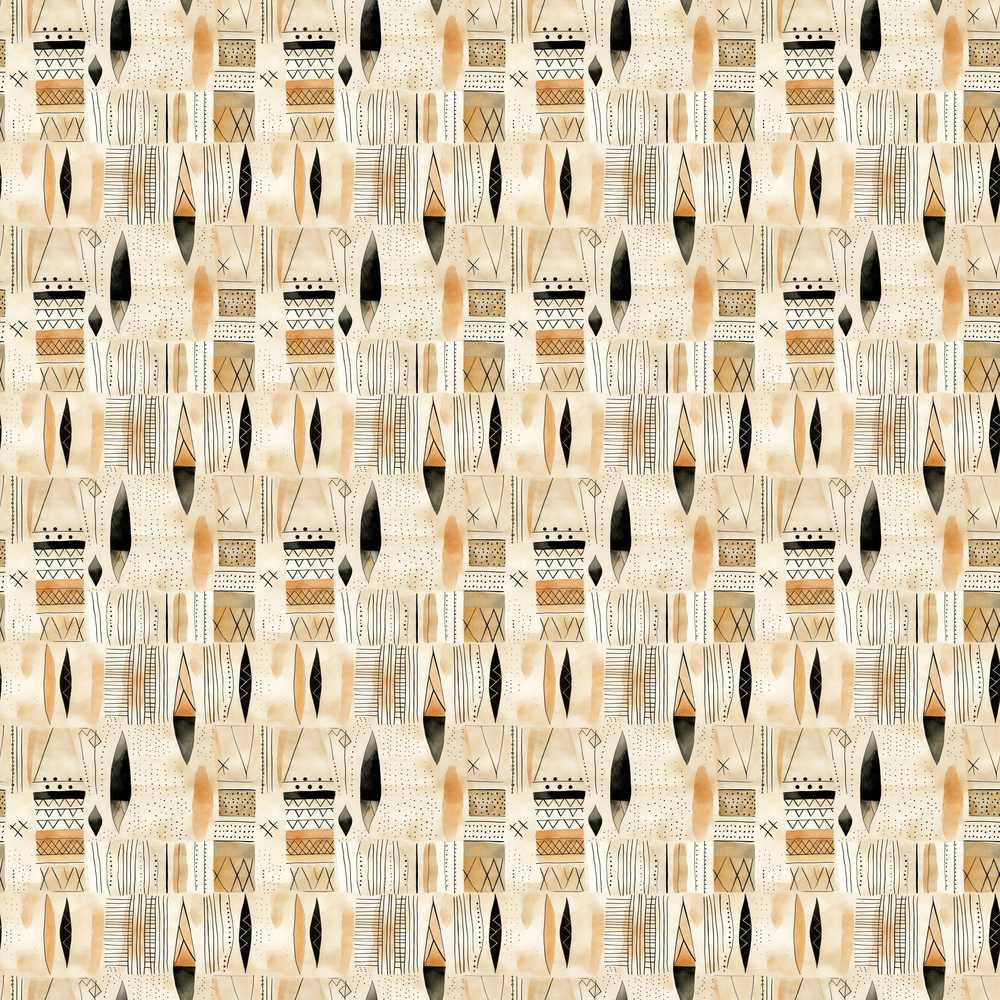 Neutral Tribal Geometric Shapes Earth Tone Watercolor Cosmic