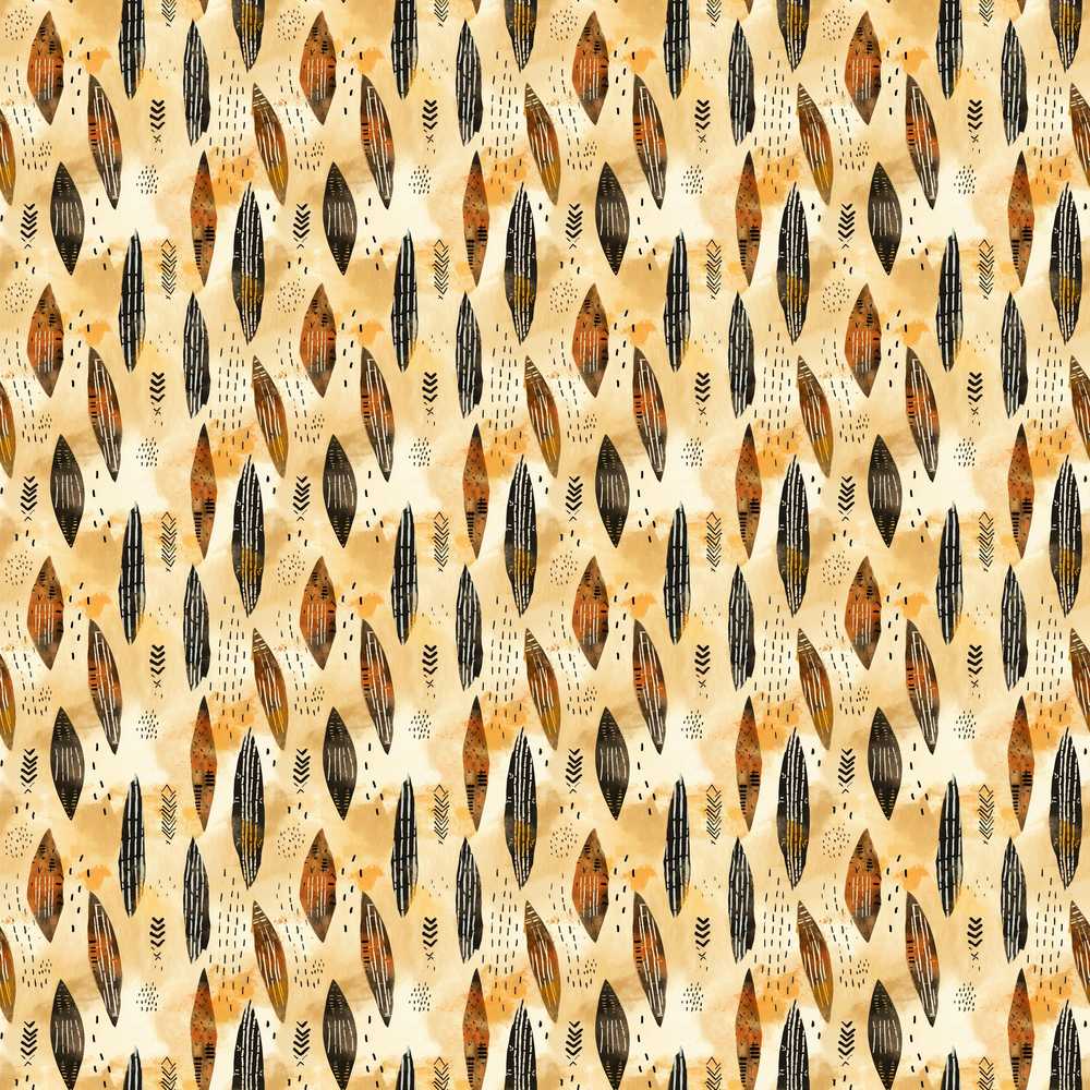 Rustic Feather Tribal Warm Brown Tones Decorative Repeat