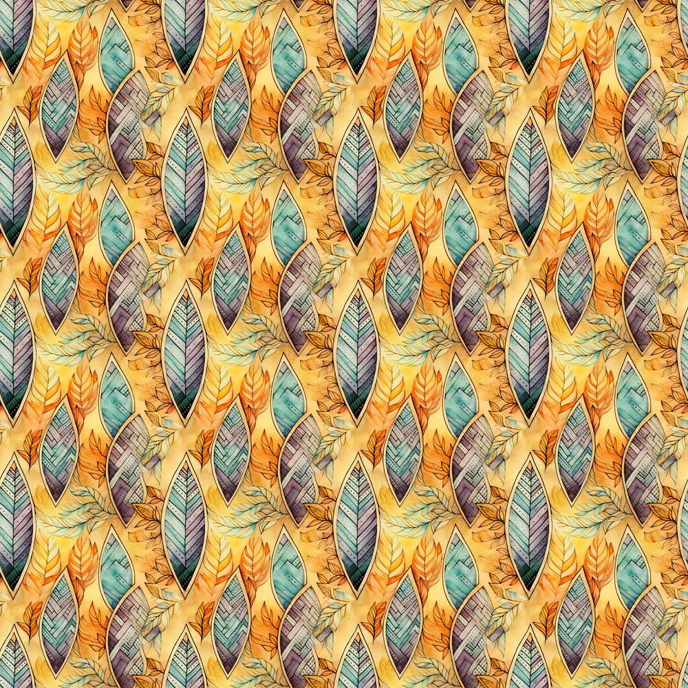 Elegant Feather Leaves Boho Earth Tones Wildflower Pattern Botanical