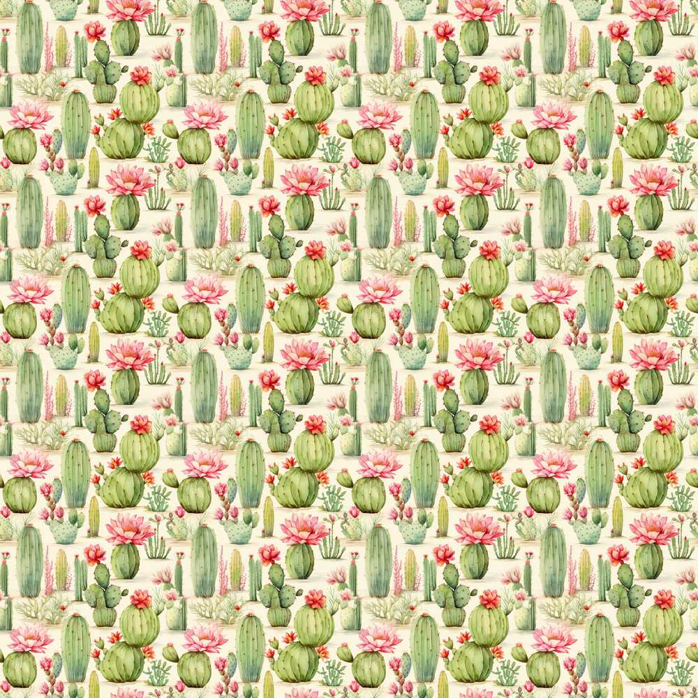 Watercolor Cactus Succulent Garden Soft Pastel Desert Decorative