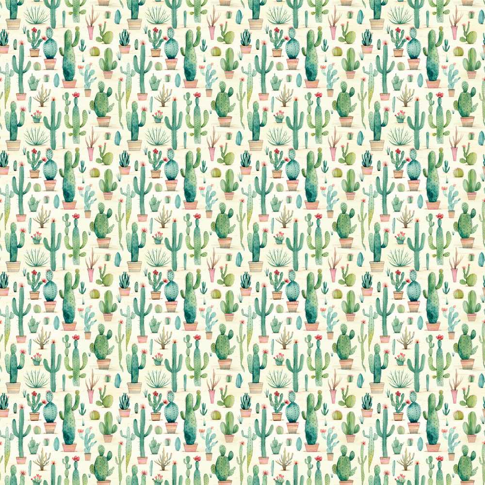 Cute Potted Cactus Succulent Collection Pastel Decorative Repeat