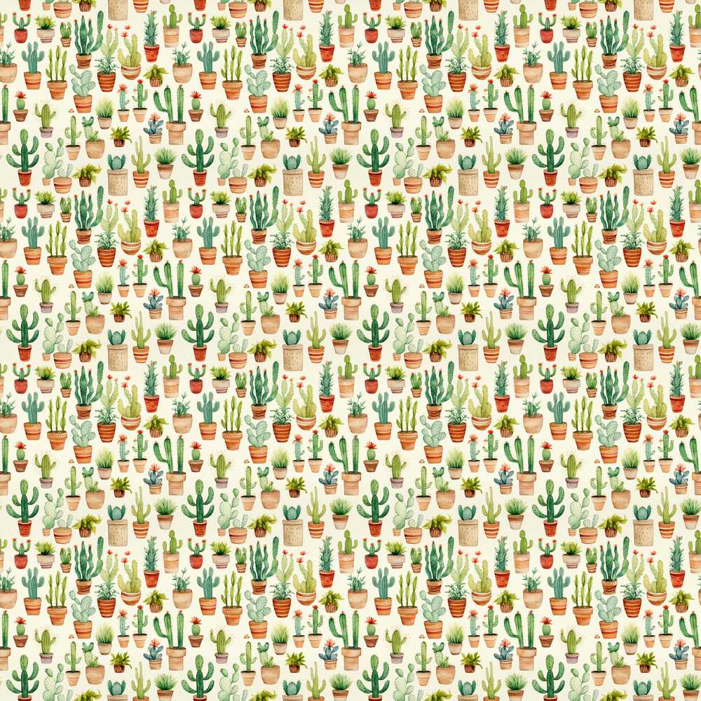 Rustic Desert Potted Cactus Succulent Collection Decorative Repeat
