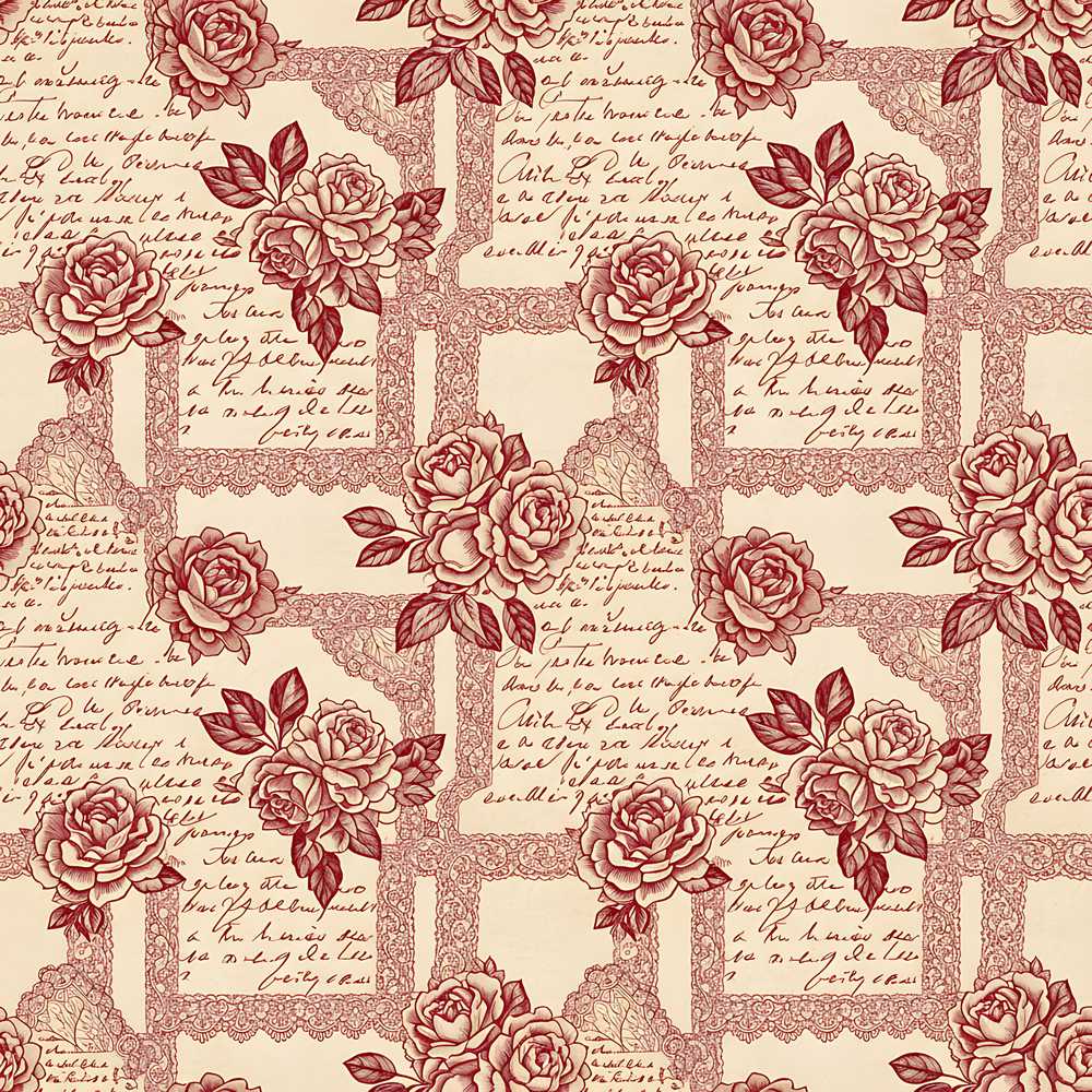 Vintage Rose Script Frame Elegant Wildflower Pattern Botanical