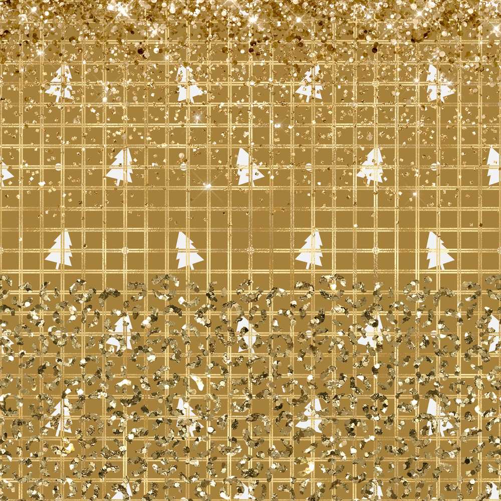 Gold Grid Christmas Tree Glitter Festive Holiday Seasonal
