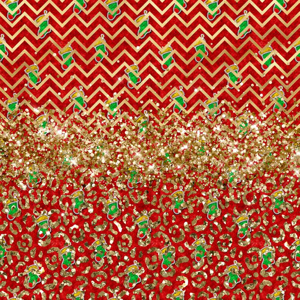 Red Chevron Christmas Tree Glitter Holiday Festive Seasonal