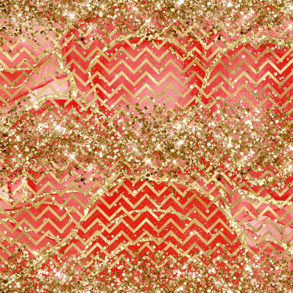 Red Gold Chevron Glitter Marble Bold Festive Art