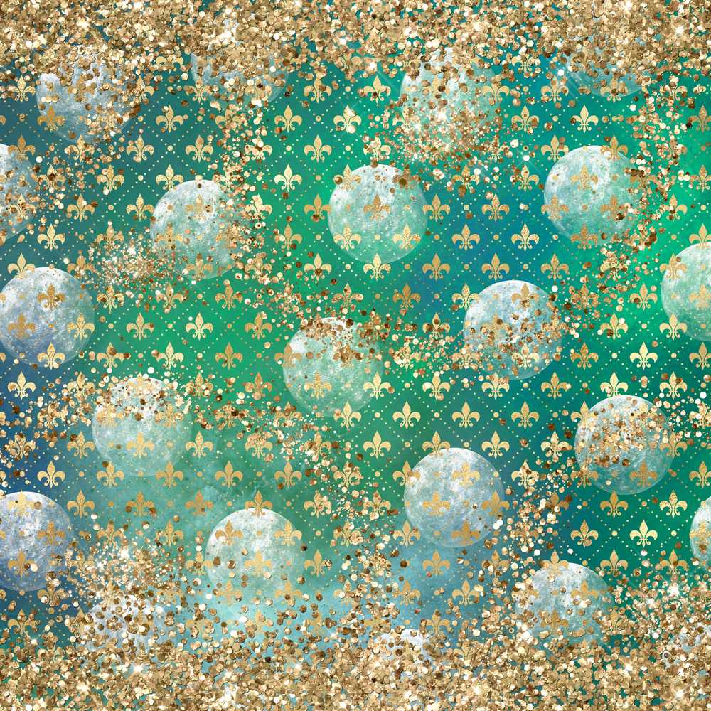 Teal Gold Fleur De Lis Ornament Elegant Luxe