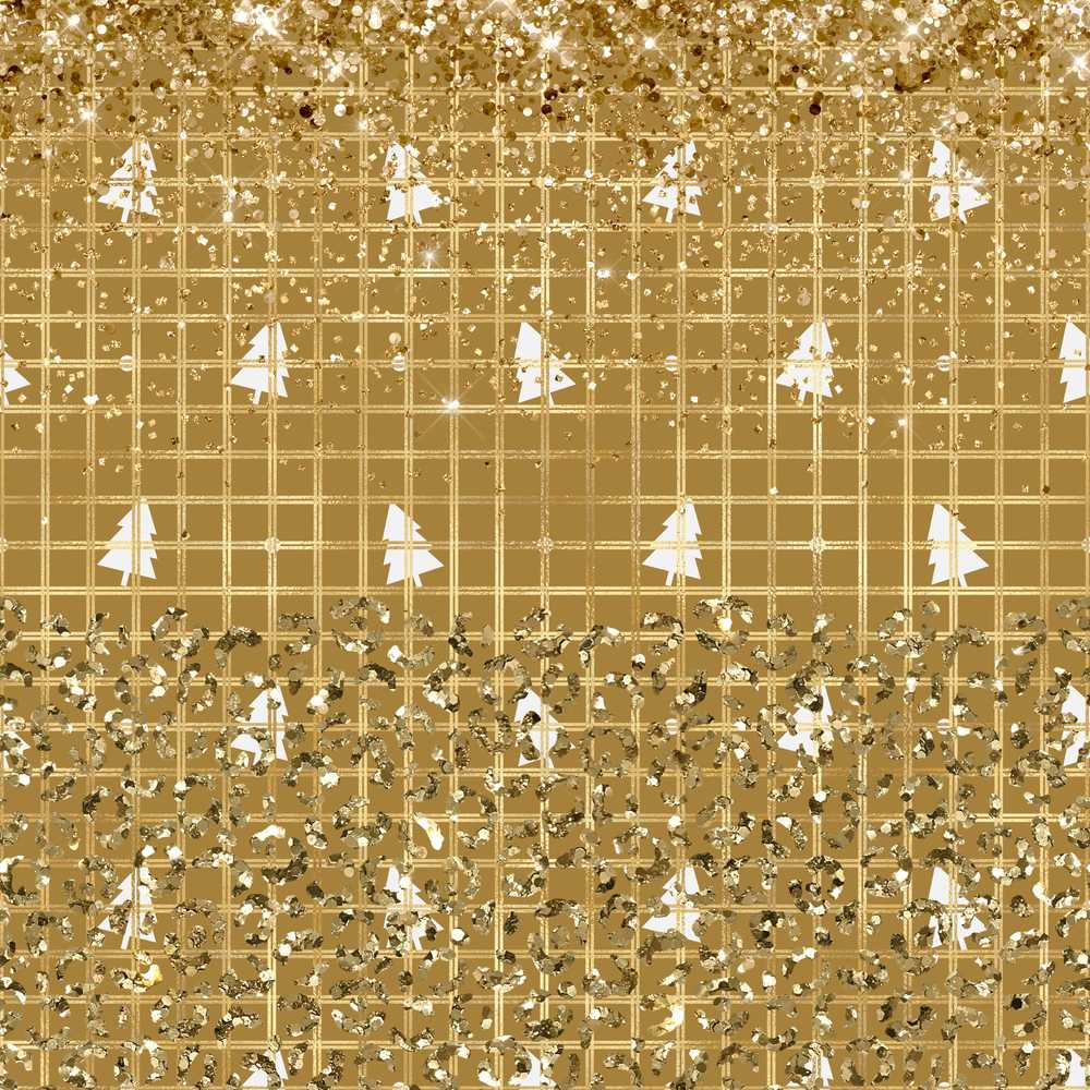 Gold Grid Christmas Tree Glitter Leopard Festive Holiday