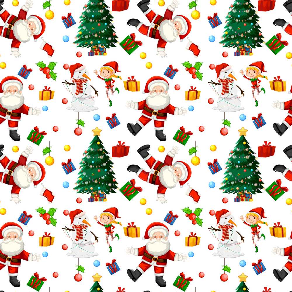Santa Snowman Christmas Tree Gift Holiday Fun Festive