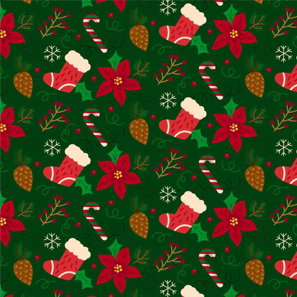 Christmas Stocking Candy Cane Poinsettia Festive Holiday Seasonal