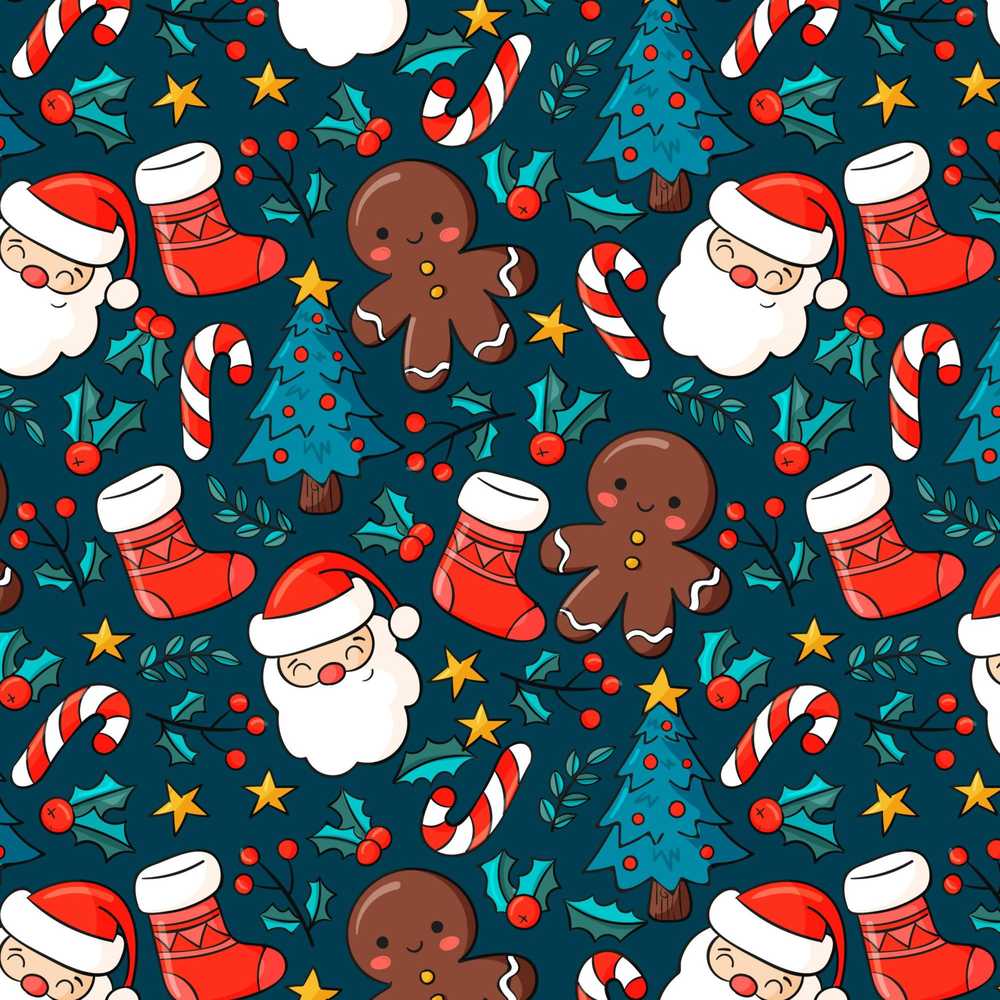 Cute Gingerbread Santa Tree Candy Cane Kids Festive