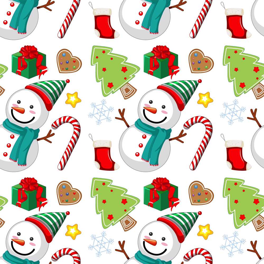 Cute Snowman Candy Cane Gift Tree Festive Winter