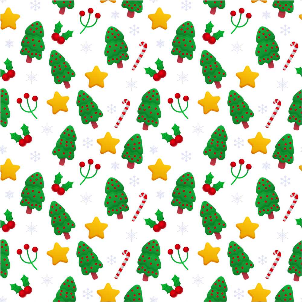 Cute Christmas Tree Candy Cane Star Holly Festive Winter