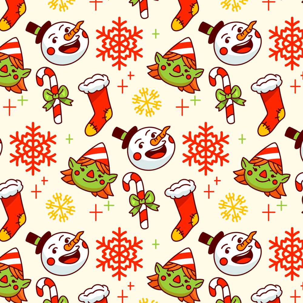 Cute Snowman Elf Candy Cane Stocking Fun Holiday Theme