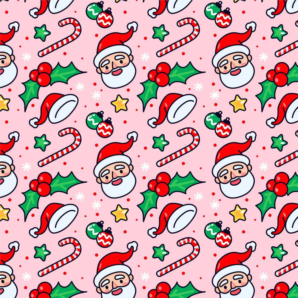 Cute Santa Holly Candy Cane Bauble Christmas Holiday